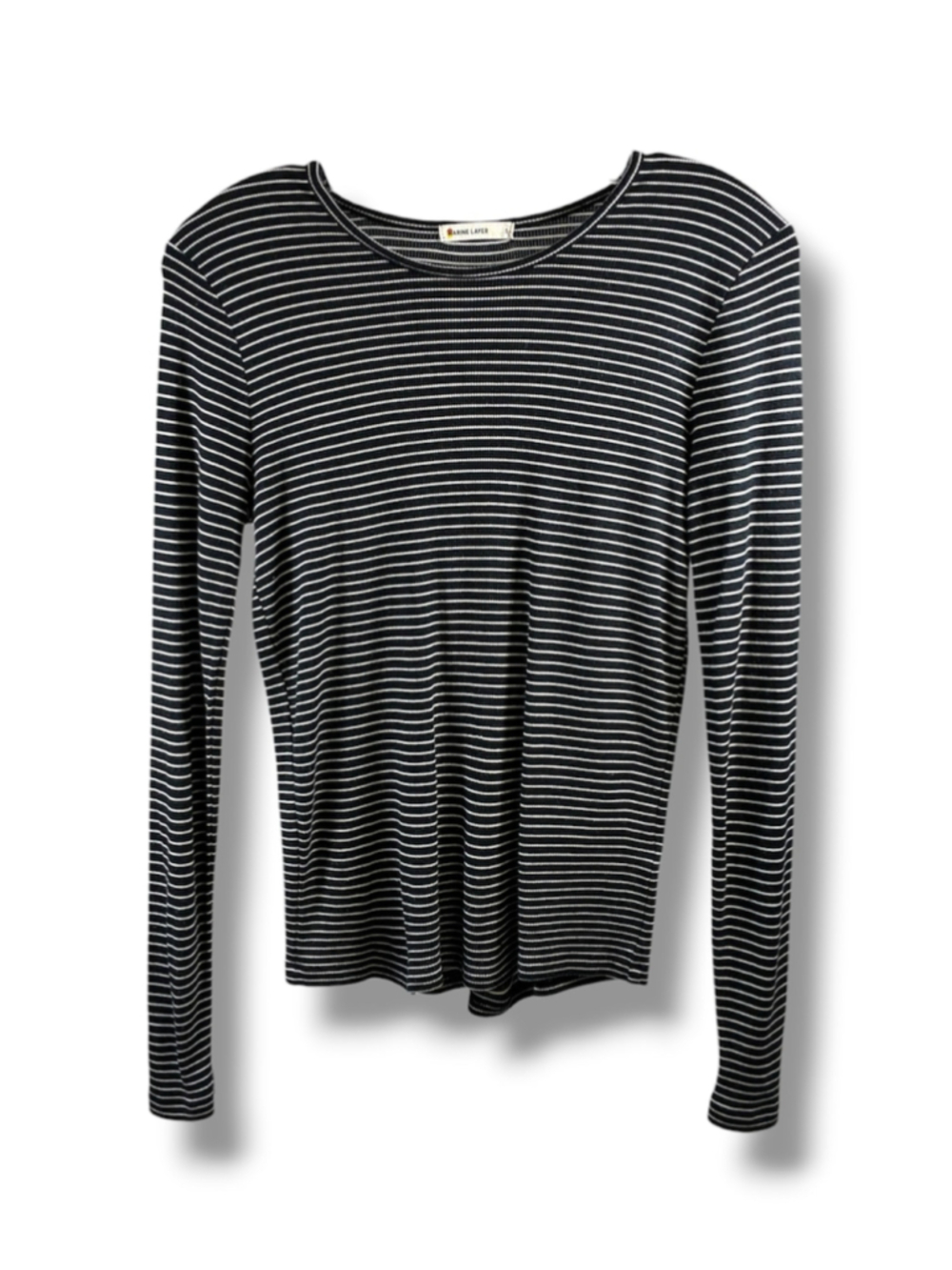 Marine Layer Long Sleeve Striped Tee in Black White Size S